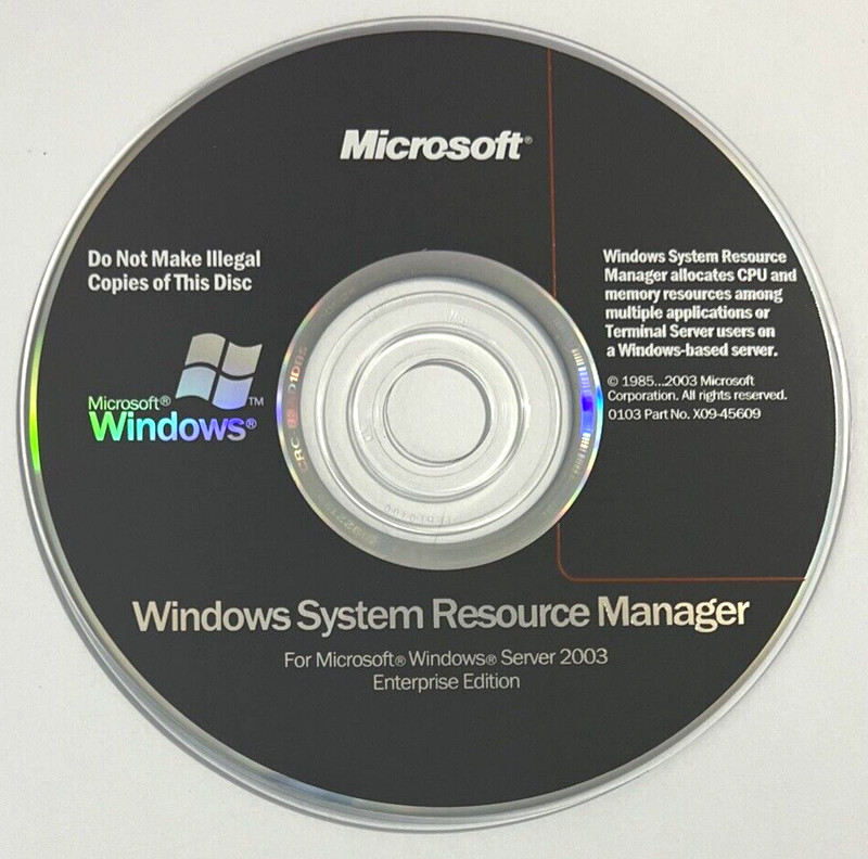 System Resource Manager 2003 CD For Microsoft Windows Server Enterprise Edition