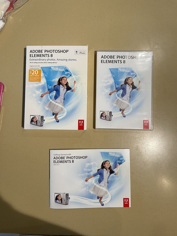 Adobe Photoshop Elements 8.0 MAC OS TX232LL/A – Very Good Condition Works Great!