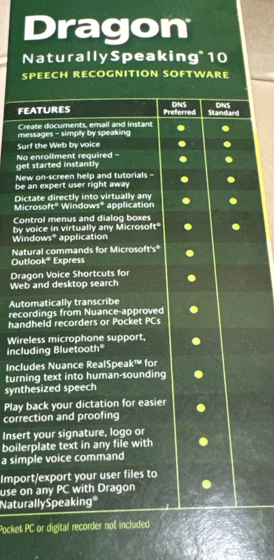 Nuance Dragon Naturally Speaking Standard Edition 10 Speech Recognition Software gallery