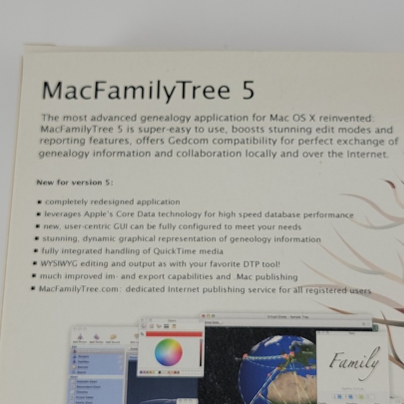 MacFamily Tree Version 5 Modern Genealogy For Your Mac NEW -OPEN BOX NEVER USED! gallery