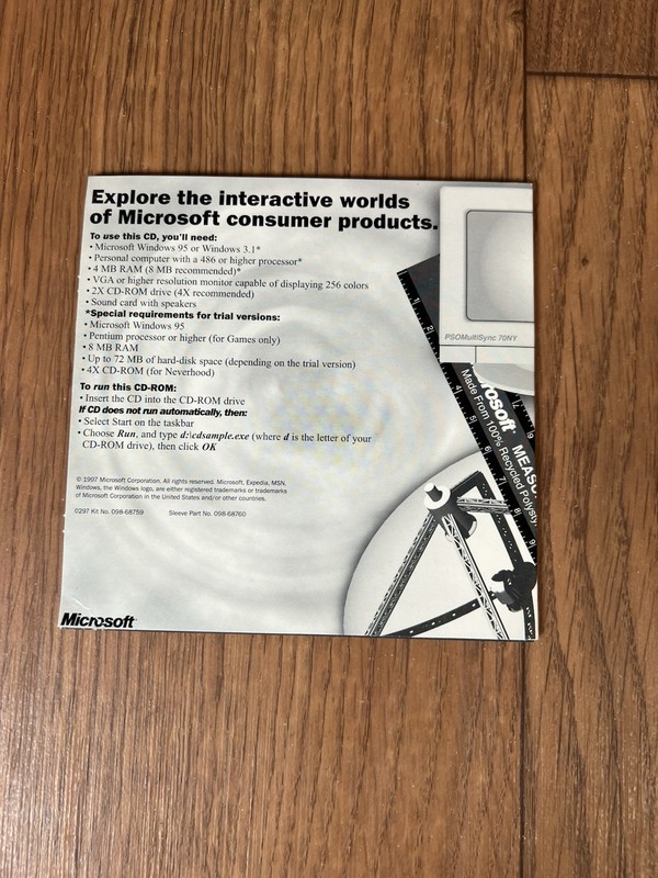 Microsoft Interactive CD Sampler Trial Version 1997 Microsoft 95 Windows 3.1 gallery