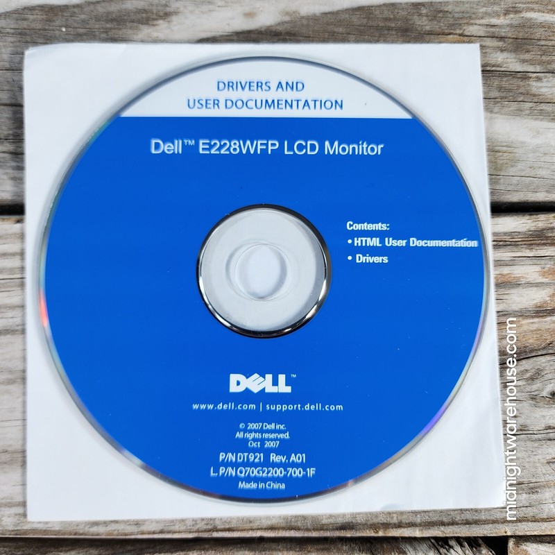 Dell E228WFP LCD Monitor Drivers and User Guide CD Manual DT921 Q70G2200-700-1F