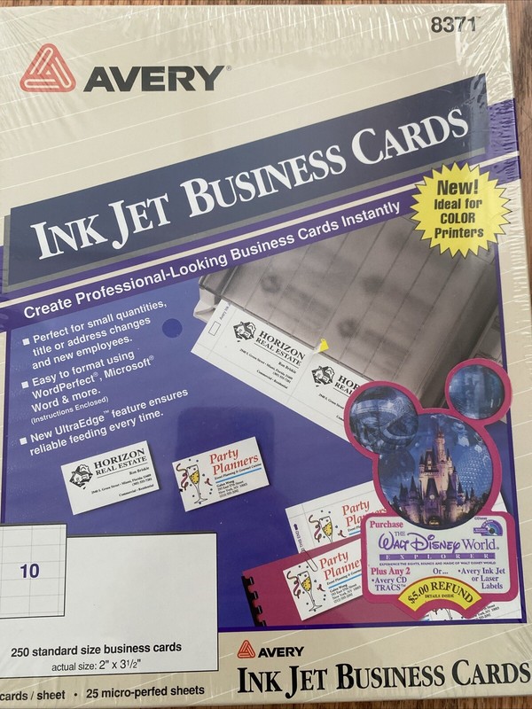 Avery Clean Edge Printable Business Cards 2x 3.5” White, 250 Cards, 8371