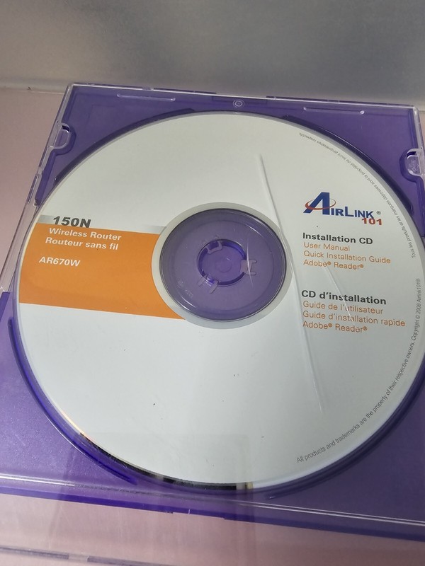 AirLink 101, 150N Wireless PCI Adapter CD-ROM – Open used does not have case-