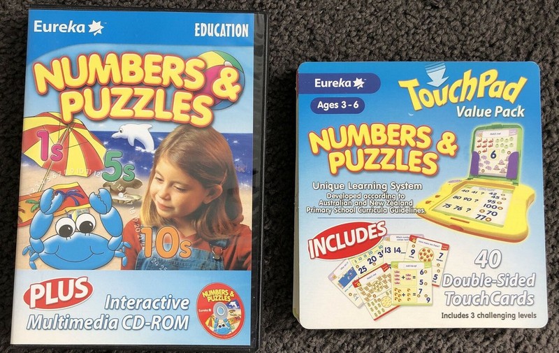 Eureka Multimedia Numbers & Puzzles Educational Software+Flashcards+Book AGE 3-6