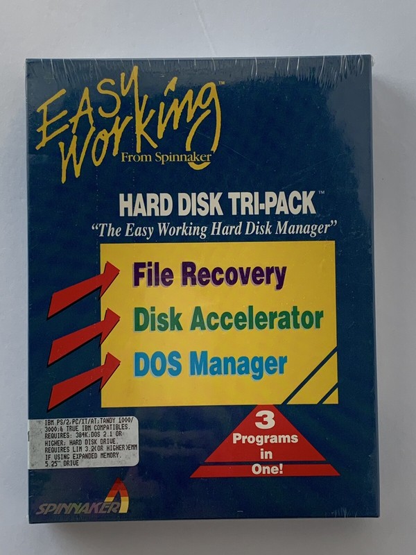 Spinnaker IBM 5.25” Hard Disk Tri-Pack File Recovery Accelerator DOS Manager NIB