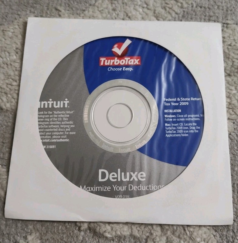 Intuit TurboTax Deluxe Tax Preparation CD Windows & Mac Federal & State 2009