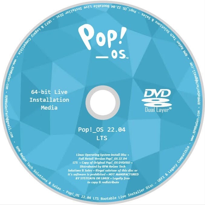 Pop!_OS 22 PC Installation Disc: BOOTABLE POP OS LTS DVD RELEASE – GAMING LINUX