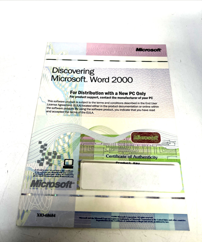 2x Microsoft Word 2000 Software BOOK X03-68684 Key & COA ONLY gallery