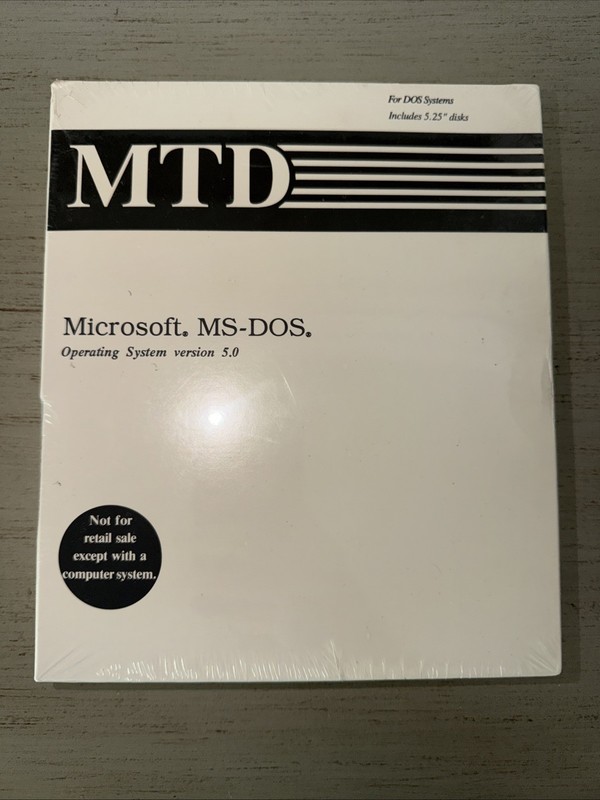 Vintage Microsoft MS-DOS Operating System Ver 5 on 5.25 Disks SEALED MTD