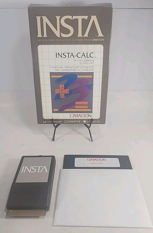 Insta-Calc 5.25 inch diskette & cartridge for Commodore 64 – Cimarron – Untested