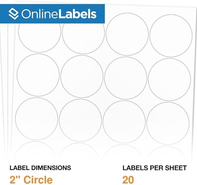 2 Inch Round Labels 2000 labels, White Matte - Candle, Lid, Product, Favor Label gallery