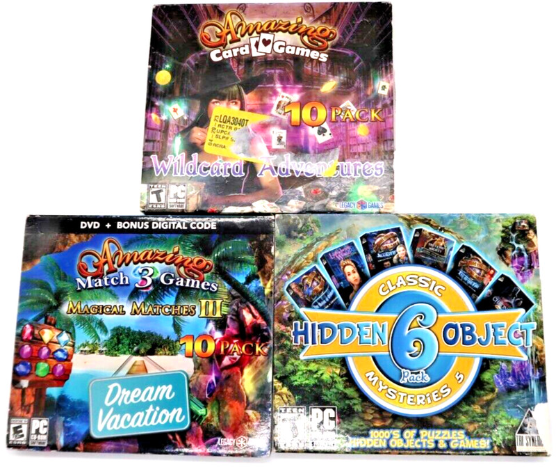 Legacy Game PC Lot 3 Different Games – Wildcard – Hidden 6 – Dream Vacation New
