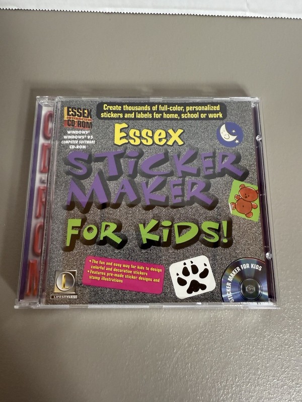 Vintage “Essex Sticker Maker For Kids” PC CD-ROM 1996