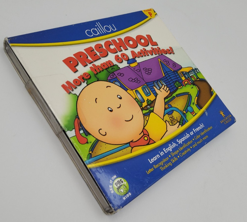 Caillou Preschool PC CD-ROM 2003 Learning Game English Spanish French ~ NEW