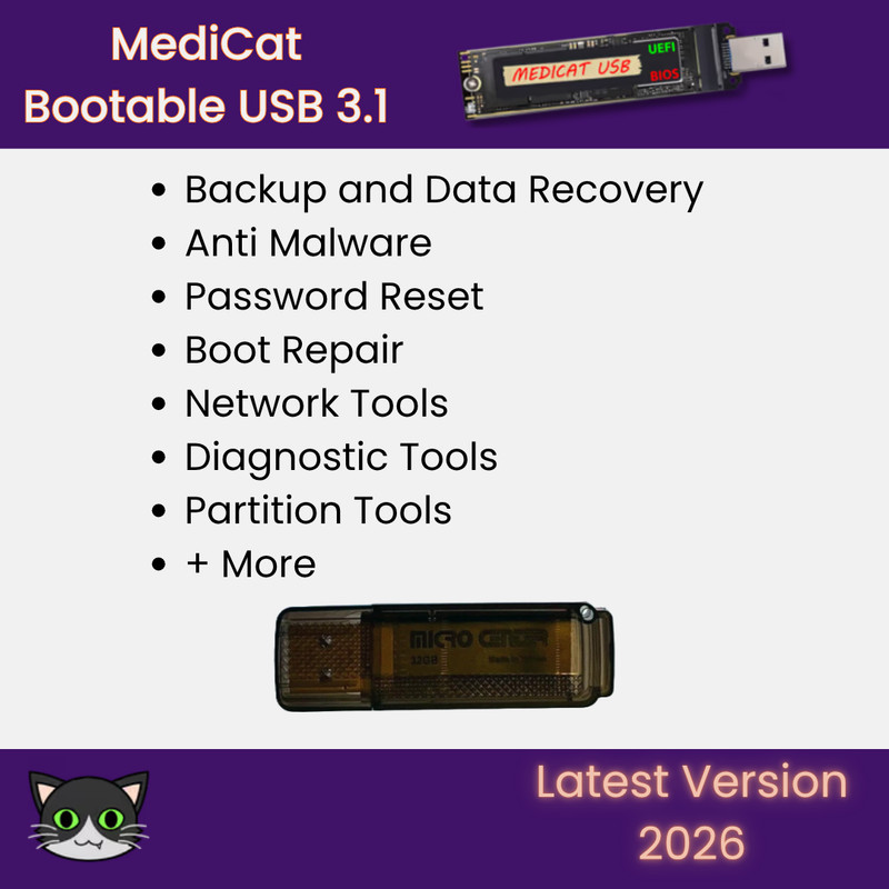 MediCat USB 3.0 | PC Repair, Recovery, Diagnostic, Tools, Hirens | 32GB | 2026