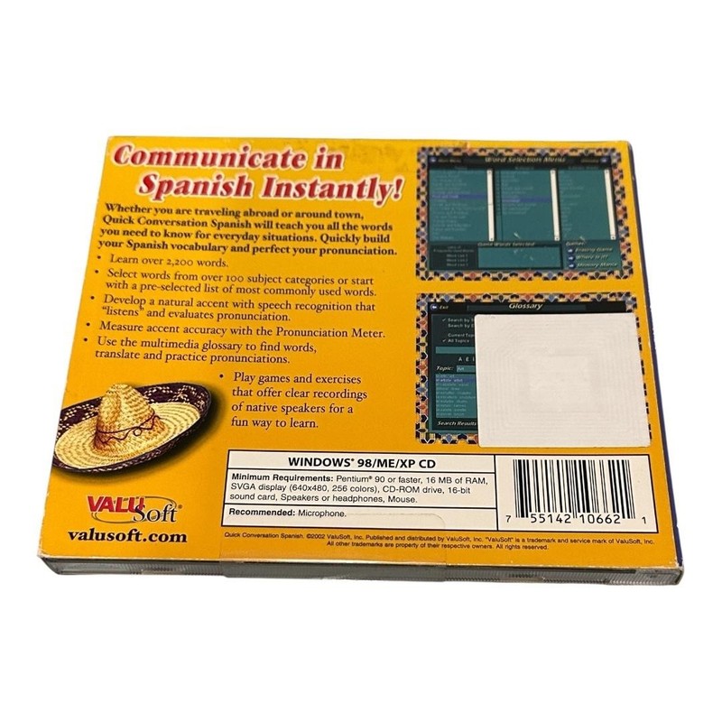 Quick Conversation Spanish PC CD-ROM ValuSoft Language Course Windows 98 ME XP gallery