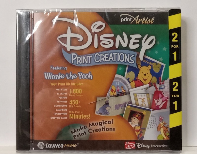 DISNEY Classic Print Creations Studio PC CD – New Sealed