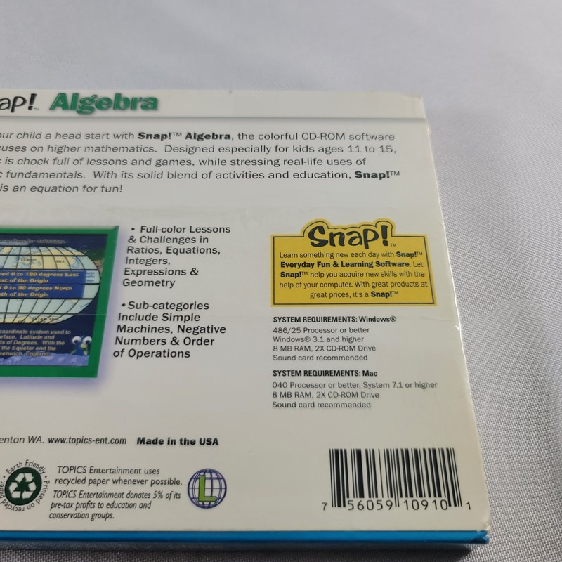 Snap Algebra Ages 11-15 Dual Platform Mac PC CD ROM Mathamatics 2003 gallery