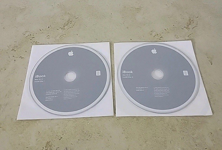 2002 Macintosh iBook Mac OS X 10.2.1 Discs Operating System Install CDs