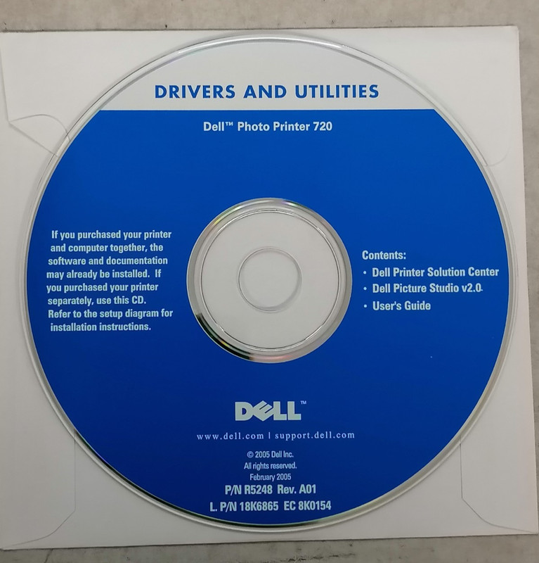 NIB 2005 Dell Photo Printer 720 Drivers and Utilities P/N:R5248
