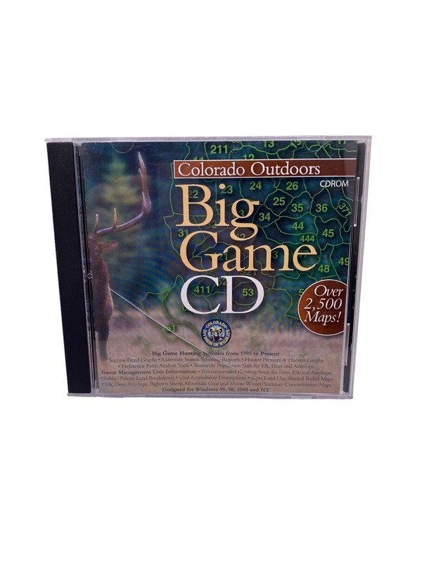 Colorado Outdoors Big Game CD-Rom CO Division Of Wildlife Over 2500 Maps