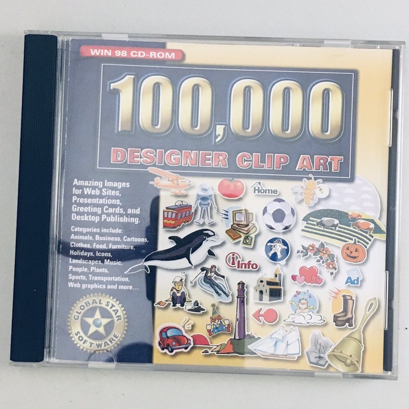 VINTAGE 100,000 Designer Clip Art CD Windows 95