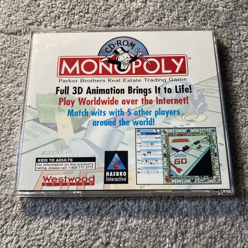 Monopoly Windows Version PC CD-ROM Game 1996 Hasbro Interactive Disc Is NMint C3 gallery