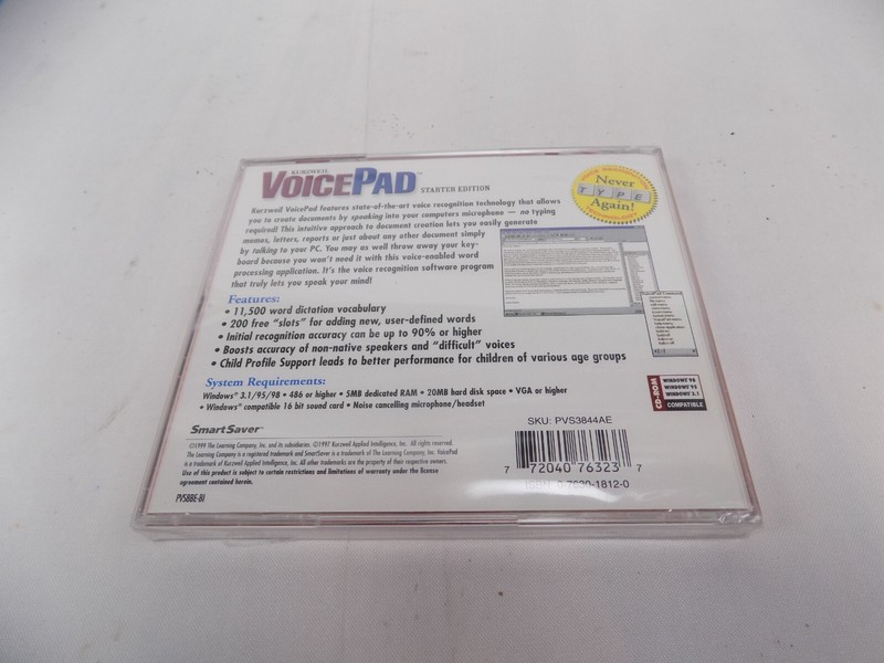 1997 Kurzweil Voice Pad Starter Edition, PC, CD-ROM, Windows 3.1 / 95 gallery