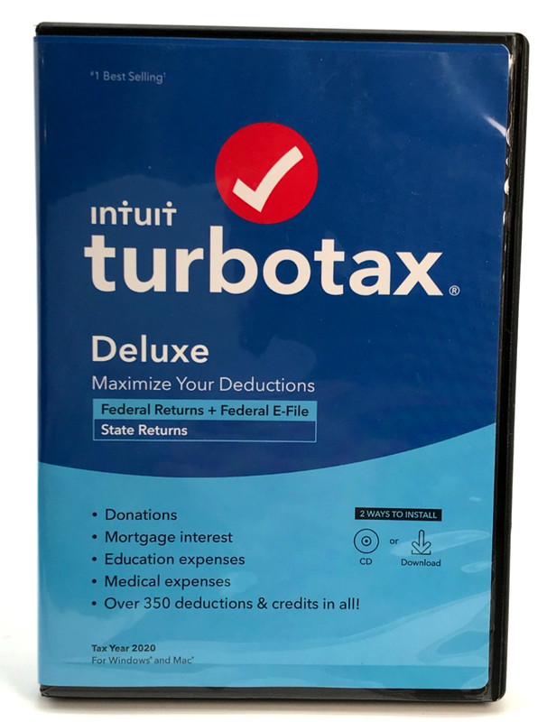 Intuit Turbotax Deluxe Federal Returns Federal E-file & State Returns 2020