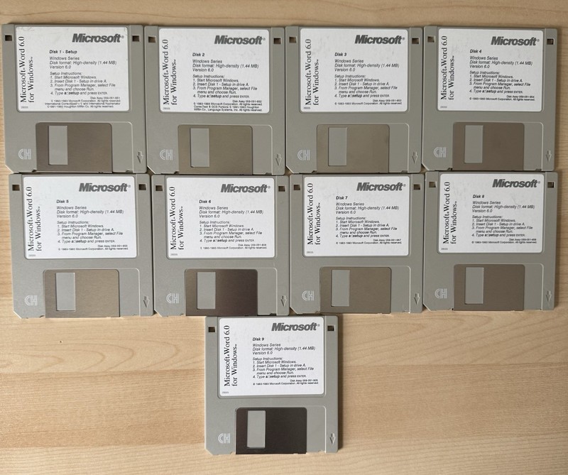 Microsoft Word 6.0 for Windows – Complete Floppy Disk Set – Vintage 1993 – Retro