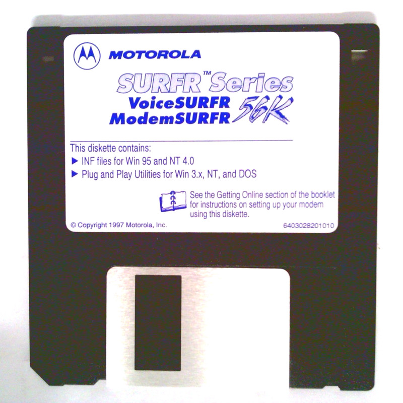 ✅ Motorola~ModemSURFR~56K~1997~3.5″ Floppy Disk