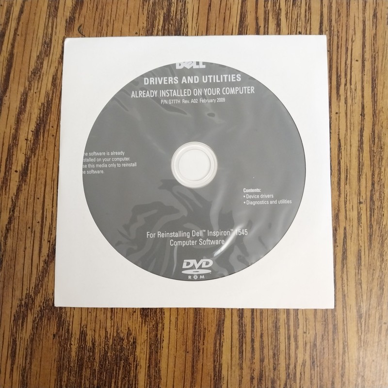 Dell Drivers and Utilities for Reinstalling Dell Inspiron, 1545 G777H