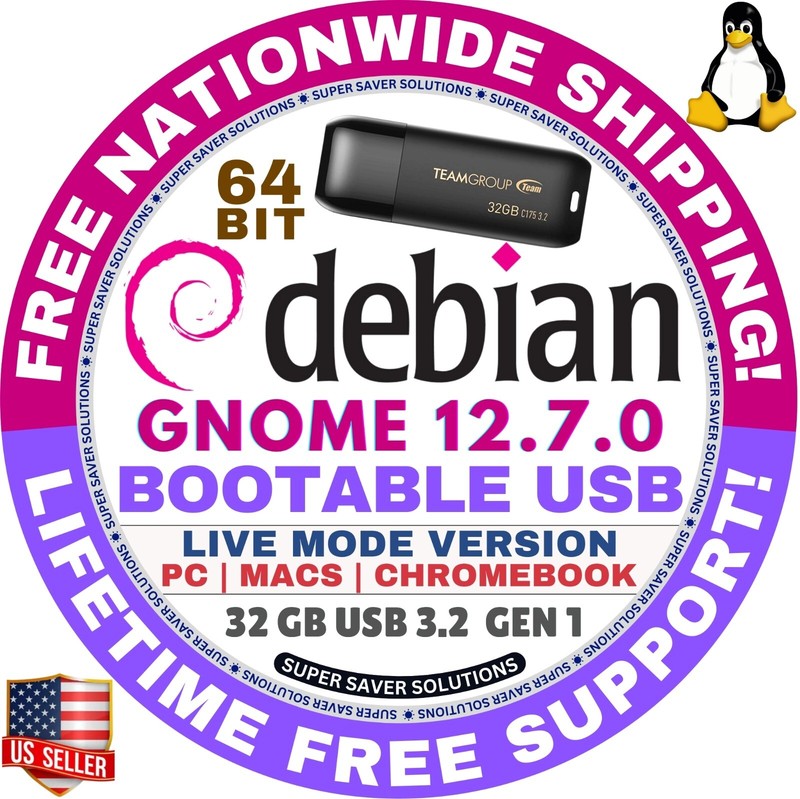 DEBIAN LINUX OS 12.7 BOOT LIVE/INSTALL DVD/USB, CINNAMON, XFCE, MATE, GNOME, KDE gallery