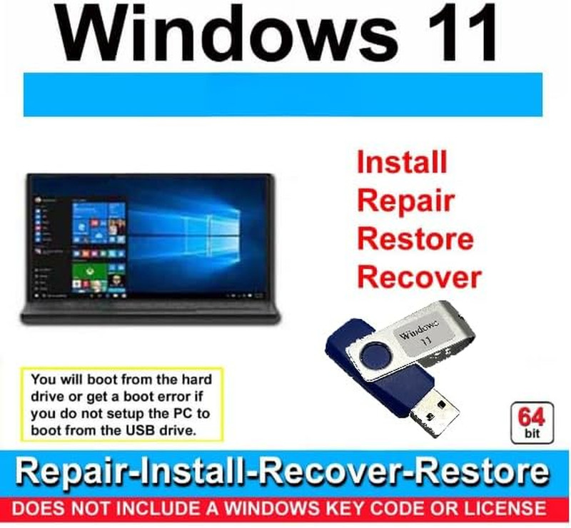 Recovery and Repair USB Drive for Windows 11, 64-Bit, Install-Restore-Recover Bo gallery