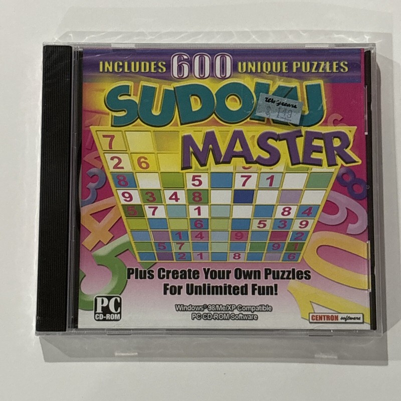 Centron SUDOKU Master 600 Unique Puzzles PC CD-ROM for Windows 98/Me/XP – NEW