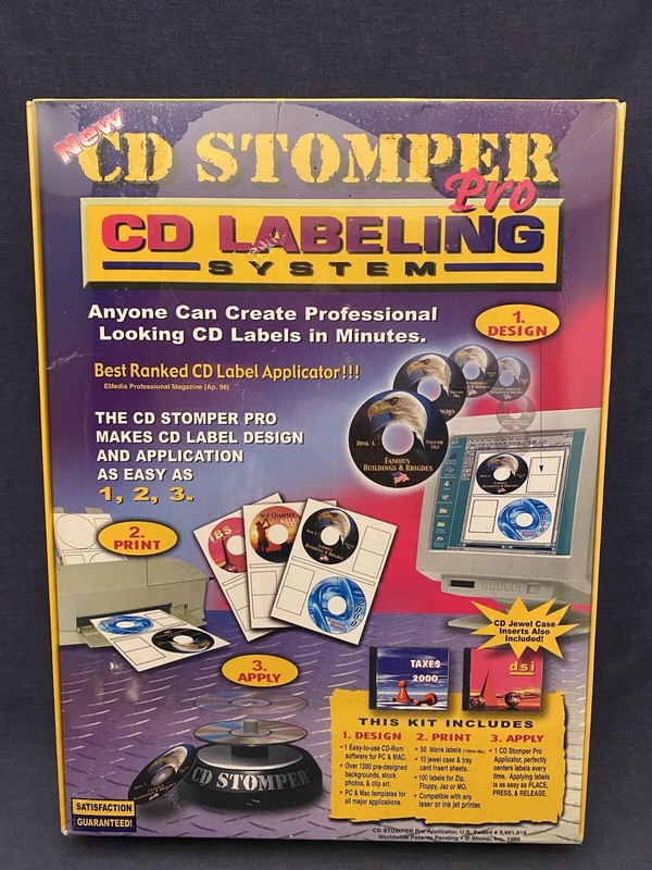 1999 Sealed Big Box CD Stomper Pro Labeler CD-R Vintage Computer Program NIP
