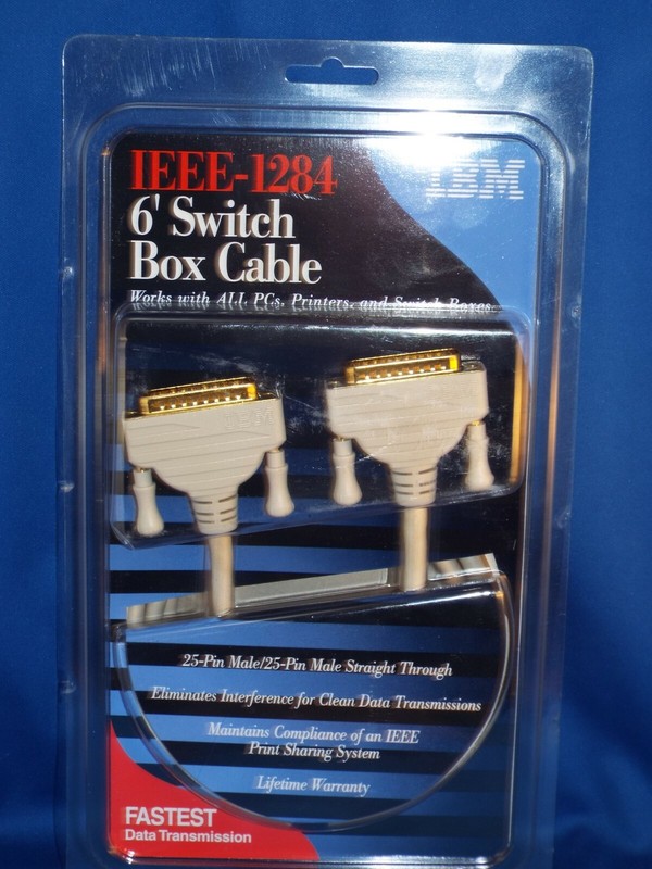 New IBM 10′ IEEE-1284 Printer Cable Data Transmission Cord Computer PC 25/36 M/M