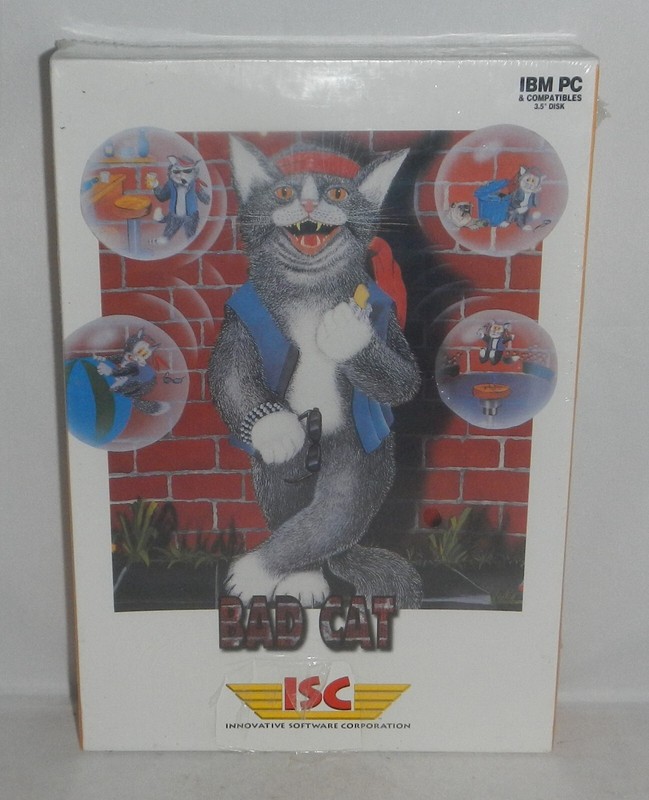 Vintage 1993 Bad Cat IBM PC Video Game by ISC, 3.5″ Floppy Disk 1983 Olympics