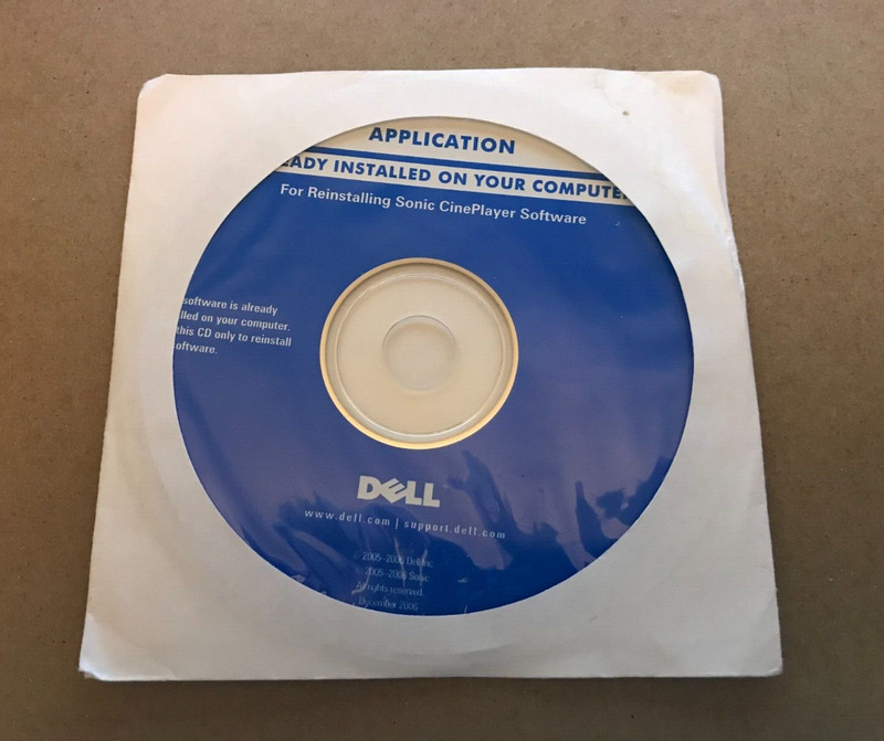 Dell CD For Reinstalling Sonic CinePlayer Software - Sealed - RG895