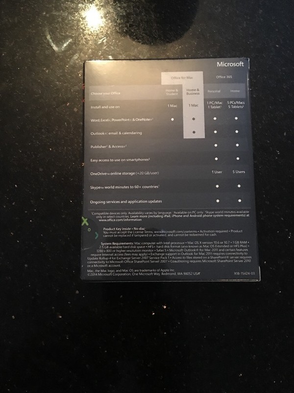 Microsoft Office Mac Home & Business 2011 Full Version W6F-00198 SEALED Wear Box gallery