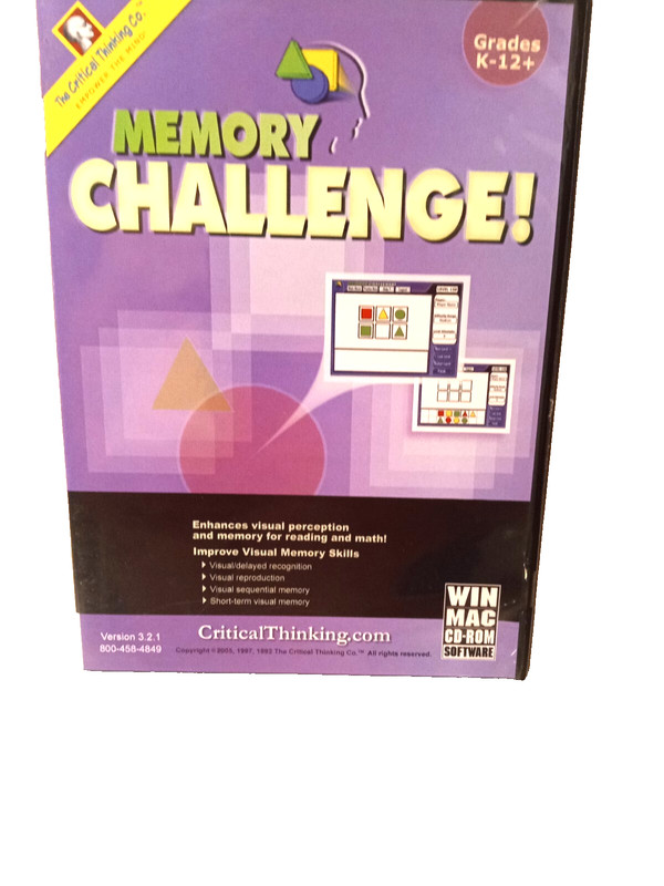 Memory Challenge (CD Software, 2005) Grades K-12+, The Critical Thinking Co.