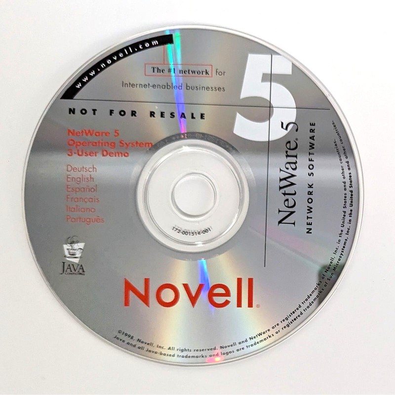 NOVELL Netware 5 CDs Client Software / Operating System Demo / Online Documents gallery