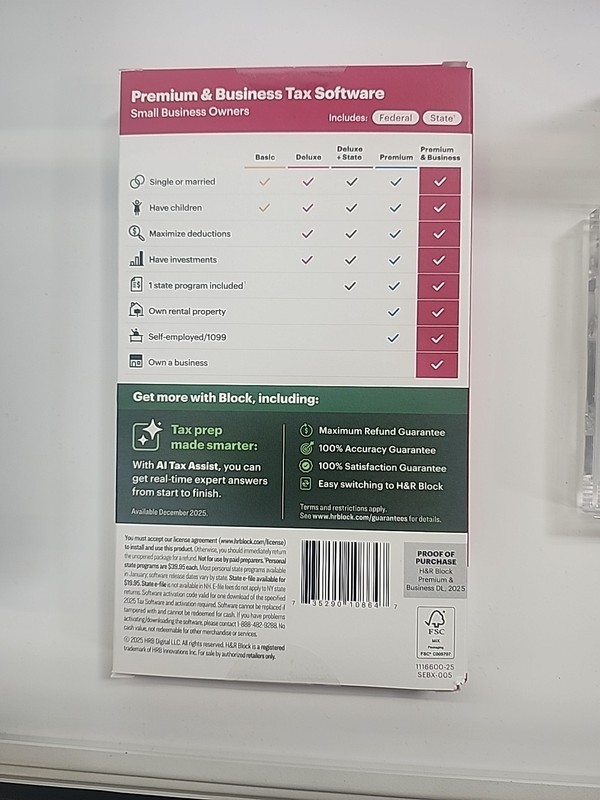 H&R Block Tax Software Premium & Business 2025, PC Only [Key Card] #8647 gallery