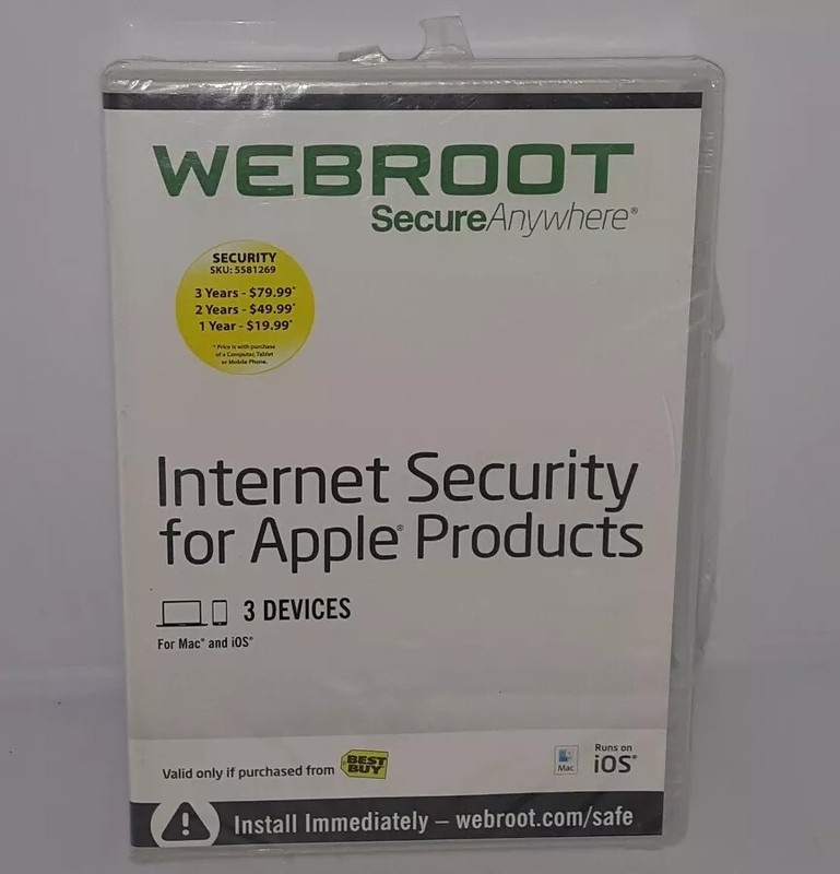 Webroot SecureAnywhere Internet Security for Apple products (3-Device)READ DESCR