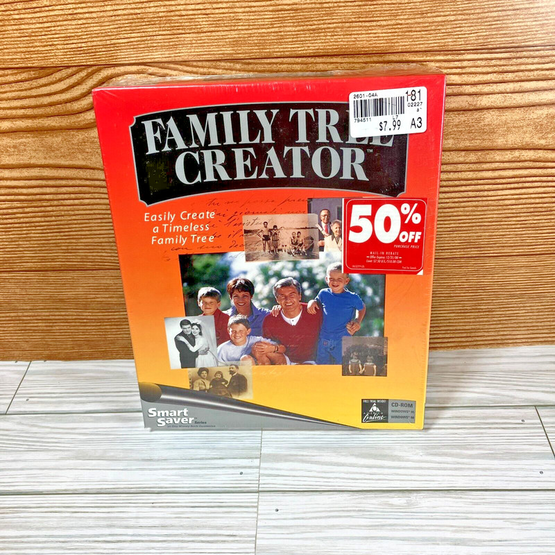 Smart Saver Family Tree Creator Windows 95/ 98 New Sealed