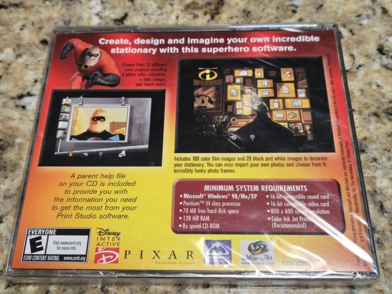 Disney Pixar The Incredibles PC-CD ROM Print Studio New Sealed VTG gallery