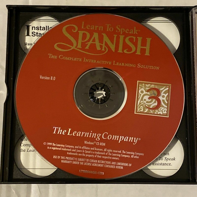 Spanish, The Learning Company, Learn To Speak Spanish, V, 8.0, 4 Disk Set, 1999 gallery