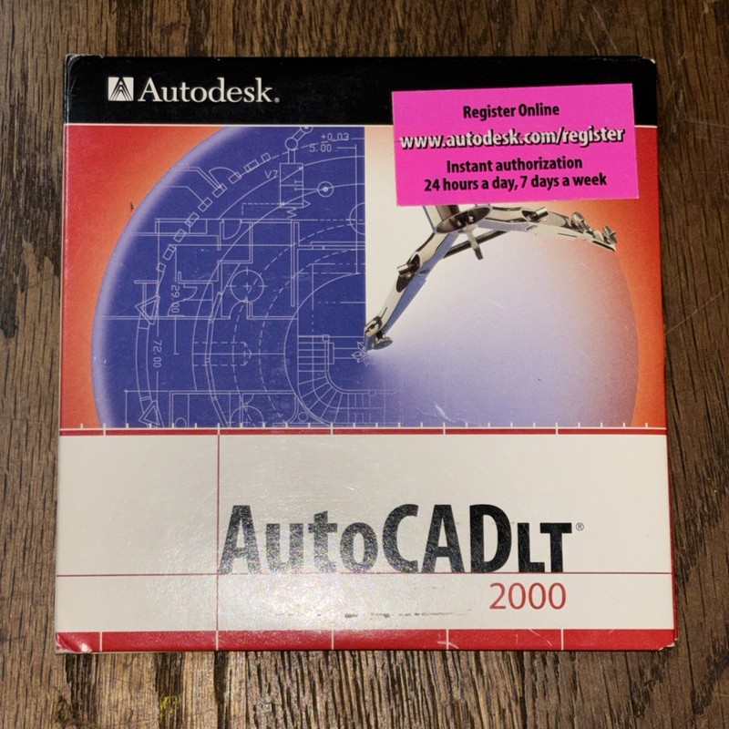 AutoCAD LT 2000 Autodesk Software CD Rom 2 Discs with Serial Number