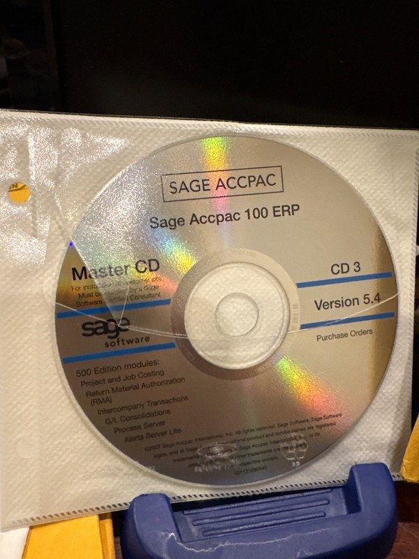 BRAND NEW UNUSED SAGE ACCPAC 100 ERP V5.4A MCD 3. MASTER CD gallery